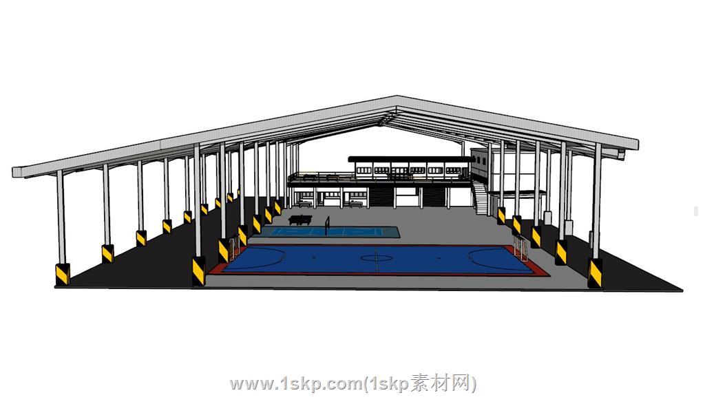 体育场篮球场钢架棚SU模型 1