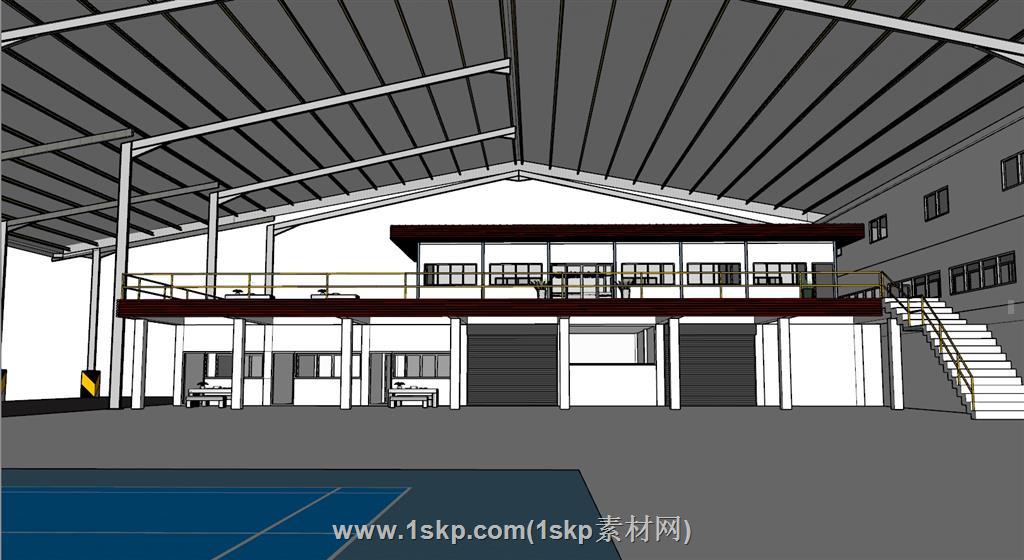 体育场篮球场钢架棚SU模型 3