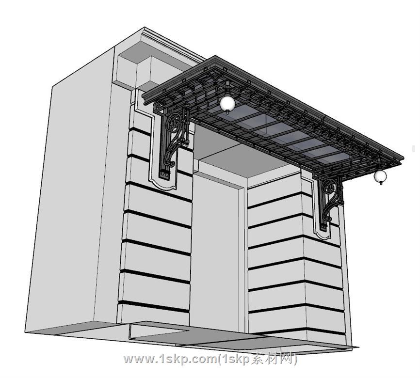 挡雨棚遮阳棚SU模型 1