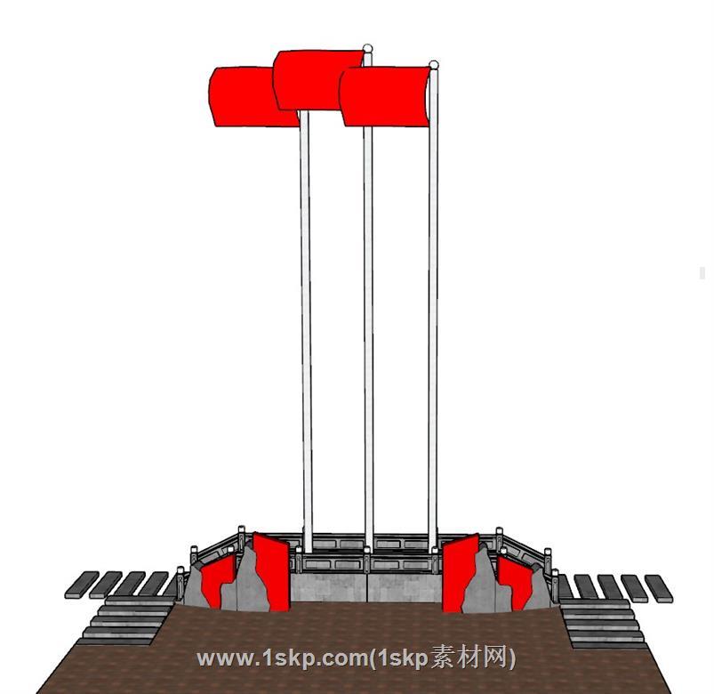 升旗台国旗台SU模型 1
