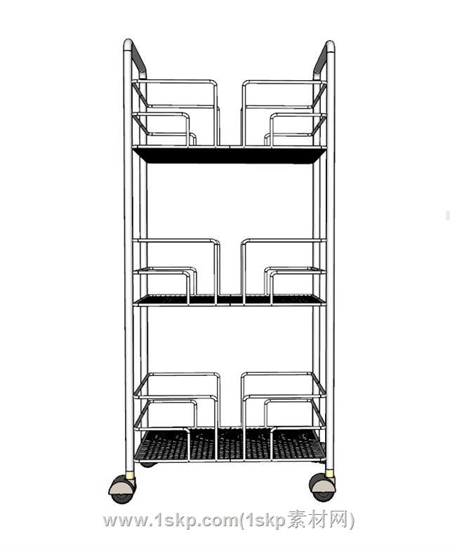 万向轮三层推车SU模型 2