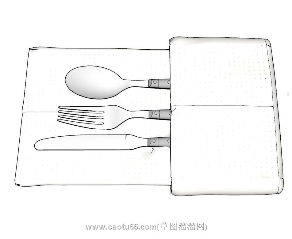 餐具刀叉SU模型 3