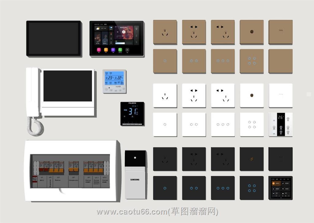 开关插座空开SU模型 1