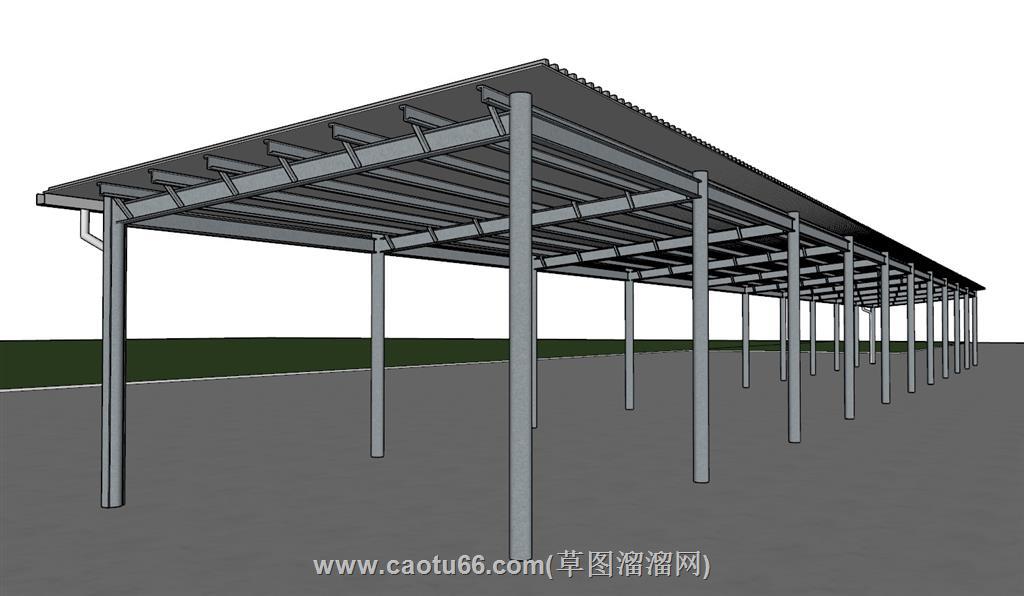 遮阳棚停车棚SU模型 1