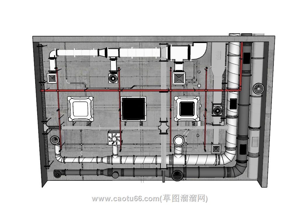 工业风管道SU模型 2