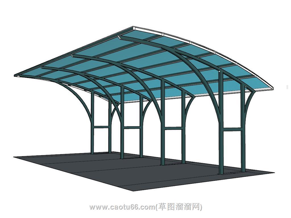 挡雨棚停车棚SU模型 1