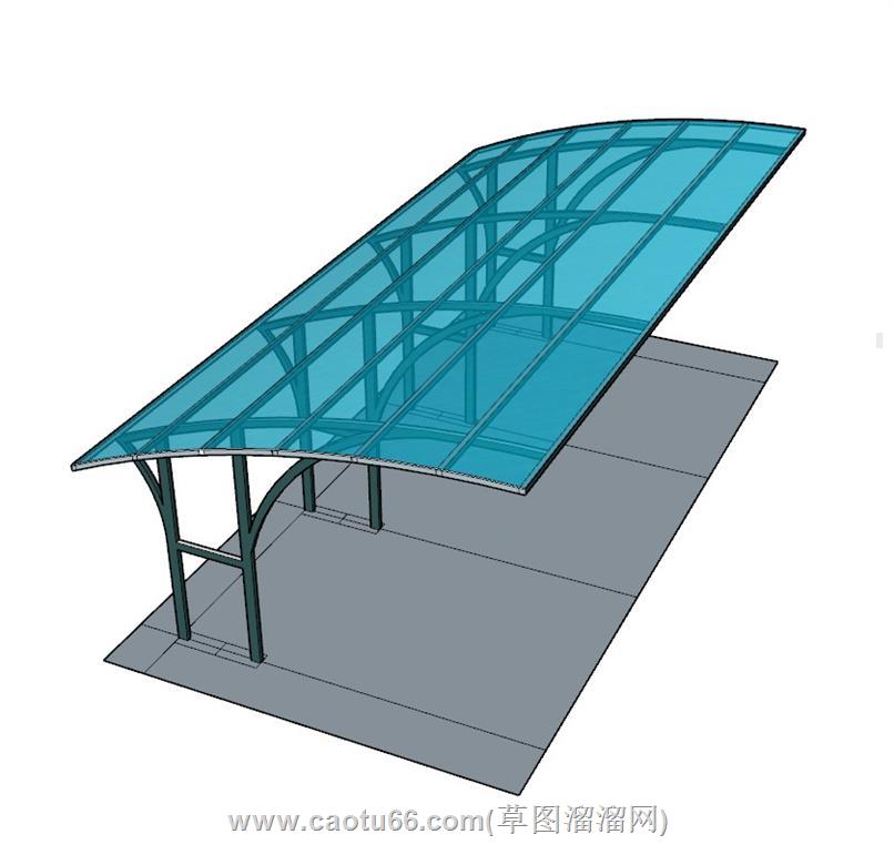 挡雨棚停车棚SU模型 2