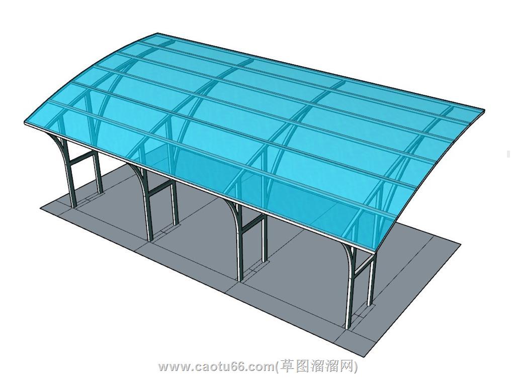 挡雨棚停车棚SU模型 3