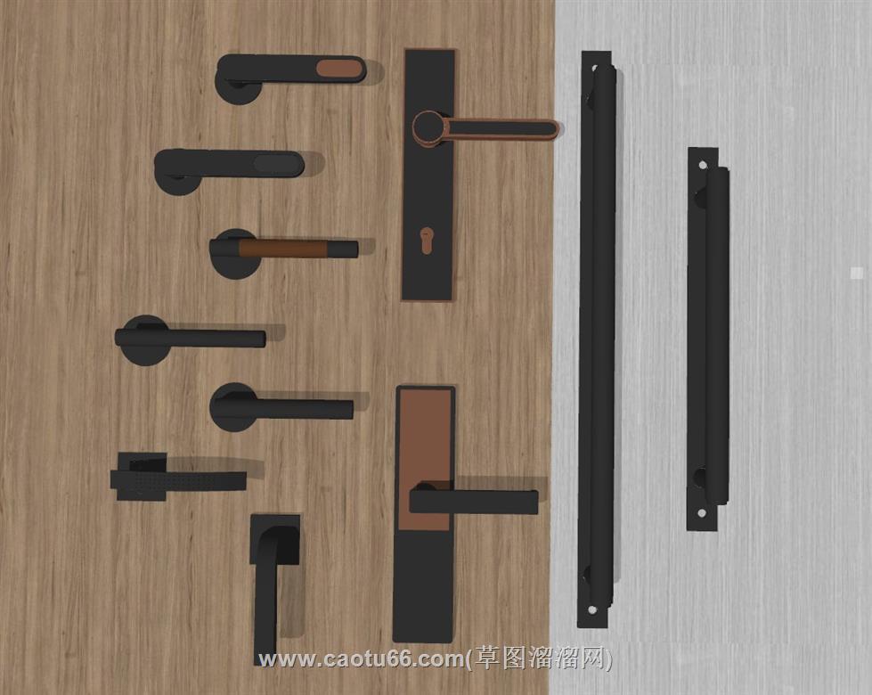 门把手拉手五金SU模型 1