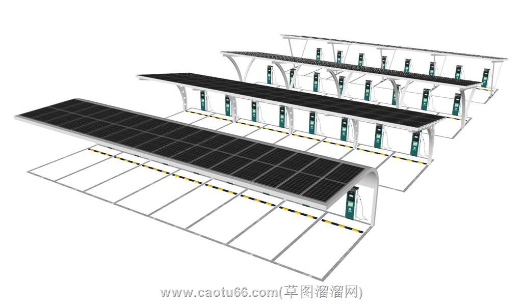 新能源充电桩光伏SU模型 1