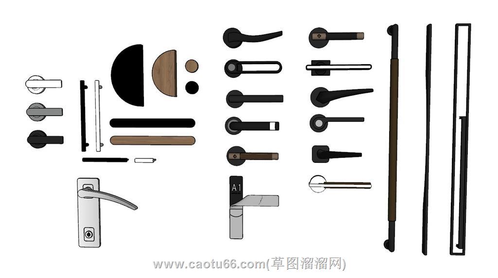 门把手拉手五金SU模型 1