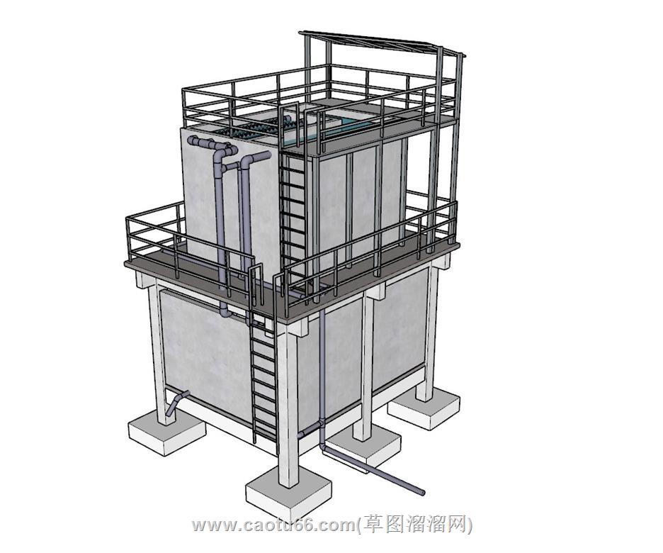 污水处理厂水房SU模型 1