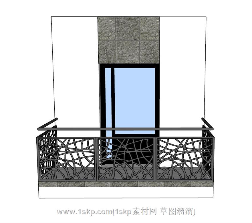 阳台栏杆护栏SU模型 1