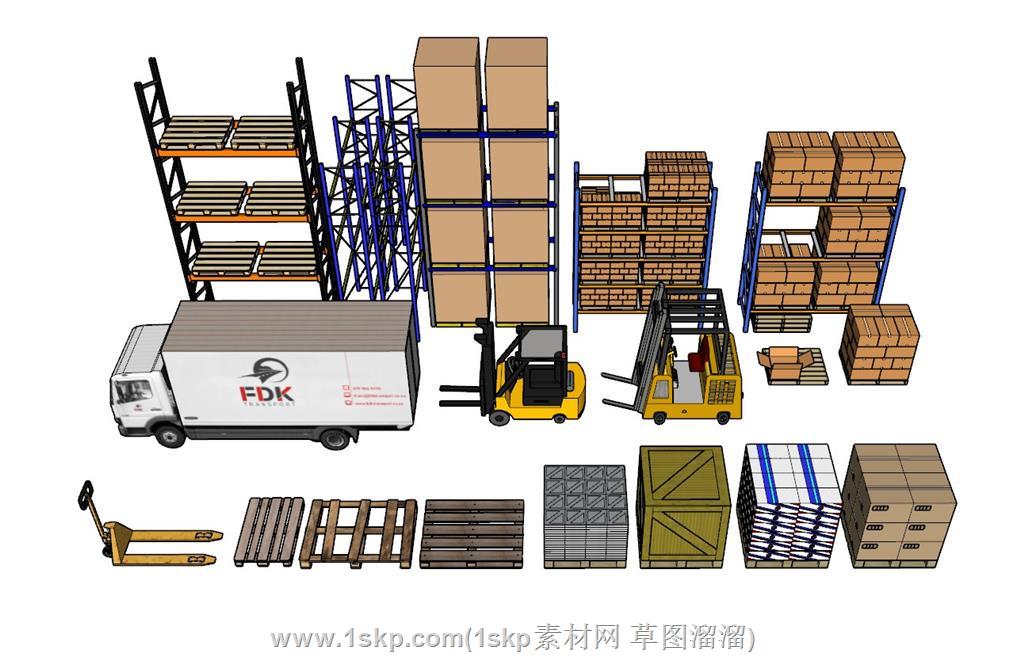 物流运输货物架SU模型 2