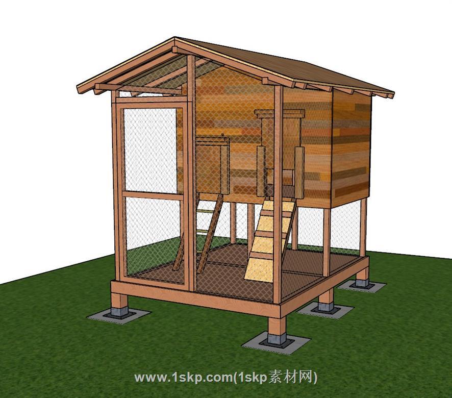 鸡舍鸡笼养殖SU模型 2