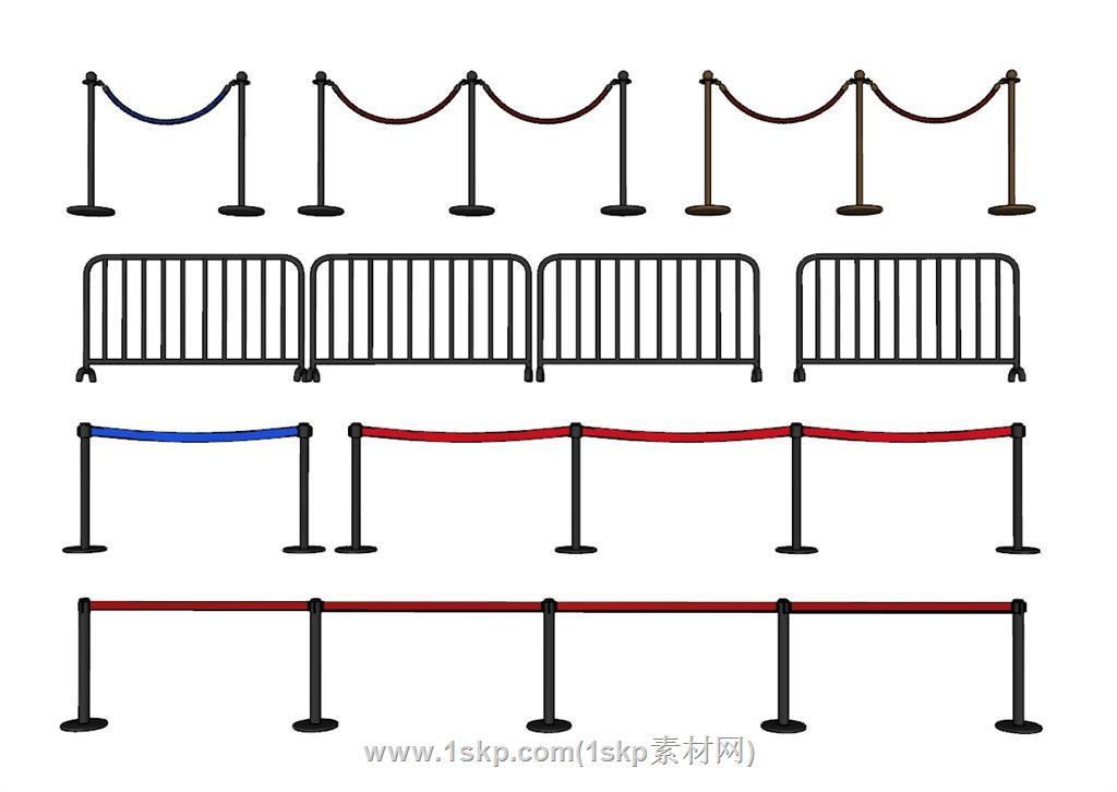 礼宾杆隔离栏伸缩带SU模型 1