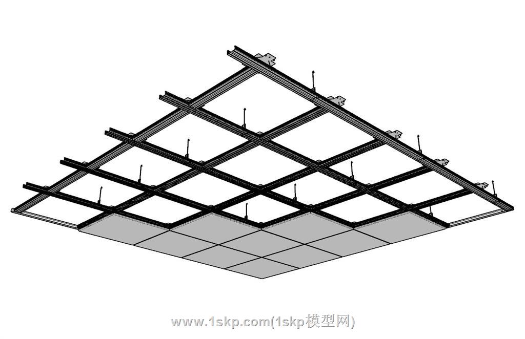 轻钢龙骨吊顶SU模型 1