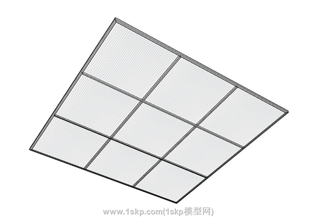 轻钢龙骨铝扣板吊顶SU模型 2