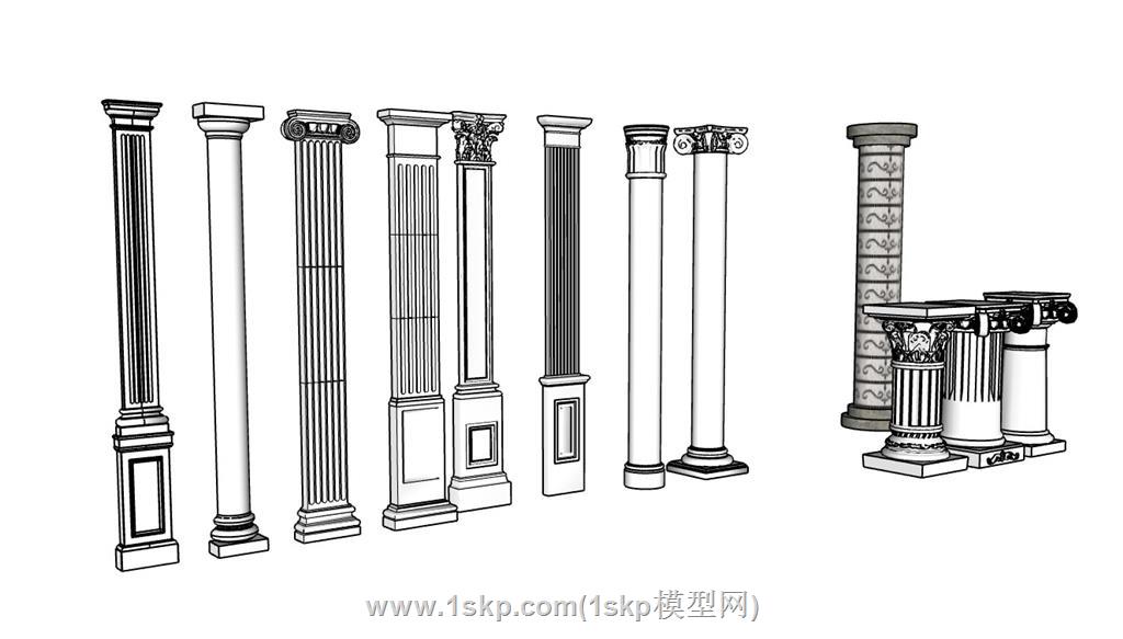 罗马柱SU模型 3