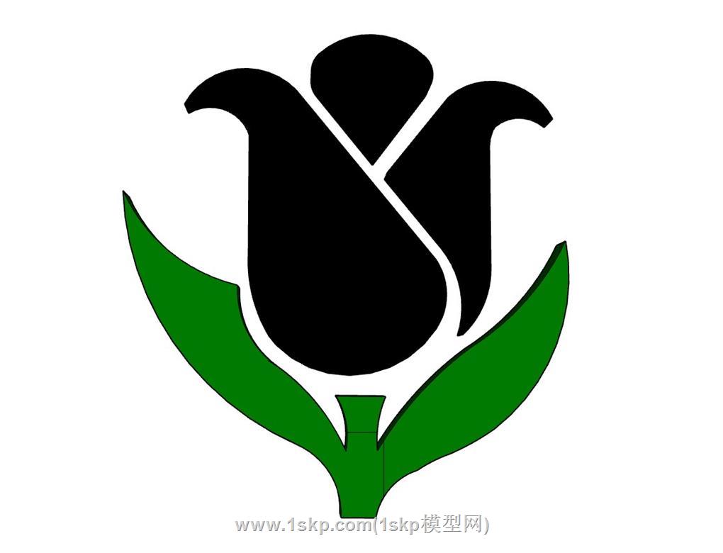 花朵logo标志SU模型 1