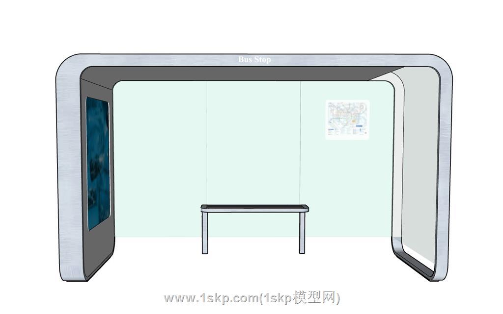 巴士候车亭SU模型 1