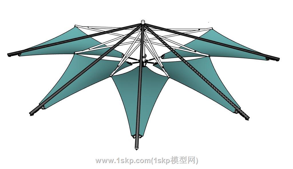 张拉膜廊架SU模型 2