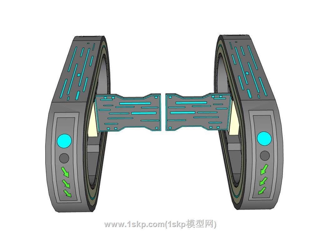 人行道闸摆闸SU模型 1