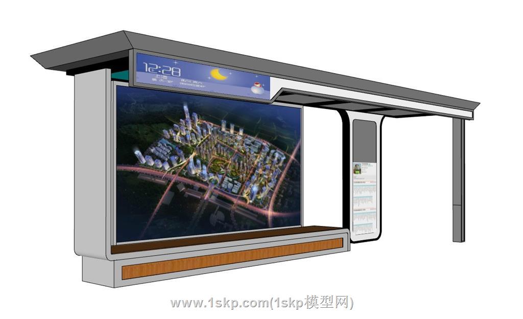 公交车站SU模型 3