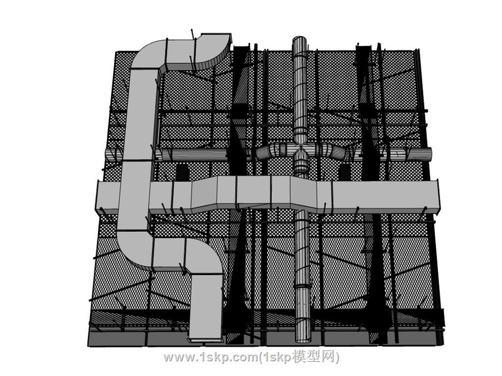 管道工业风loftSU模型 2