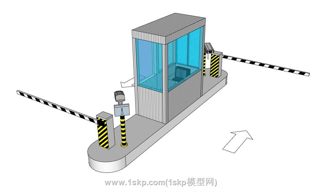 门卫保安道闸SU模型 1