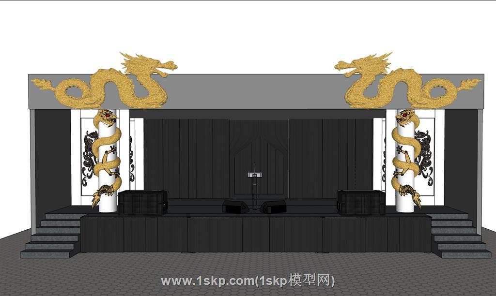 盘龙舞台SU模型 1