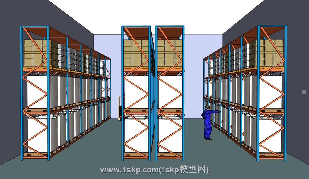 仓库货架仓储架SU模型 1