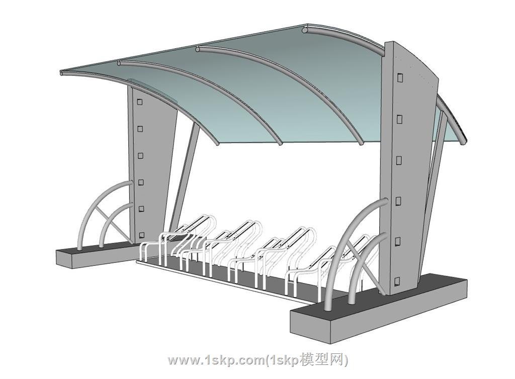 自行车车棚SU模型 1