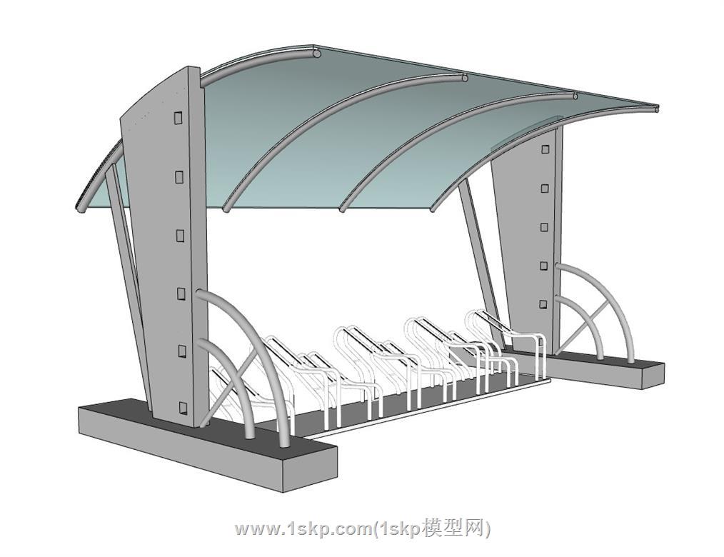 自行车车棚SU模型 3