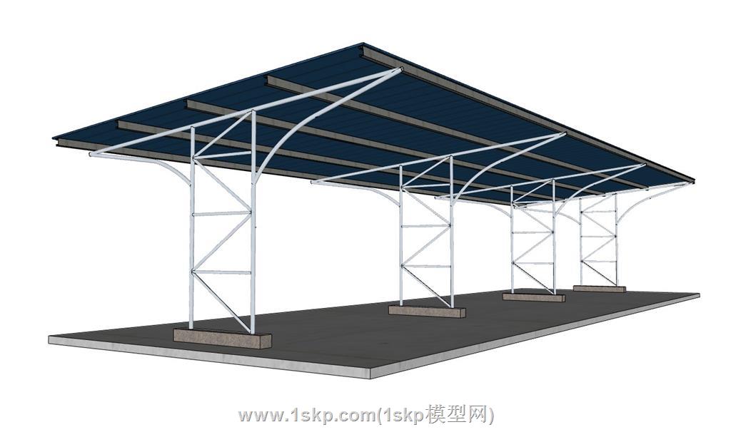 停车棚SU模型 1