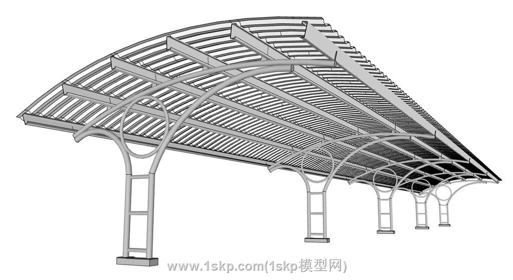 停车棚SU模型 2