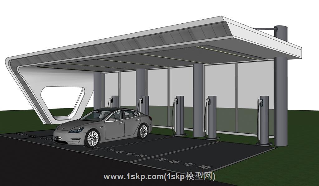 新能源充电站充电桩SU模型 1
