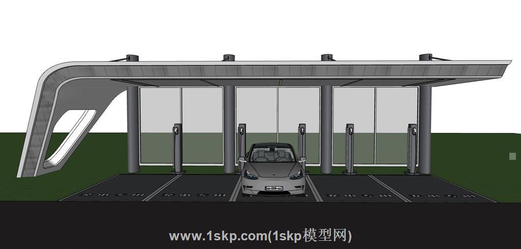 新能源充电站充电桩SU模型 2