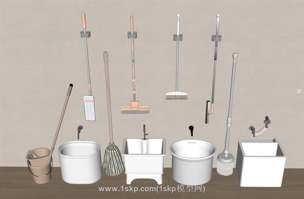 拖把池拖布池墩布池SU模型 2