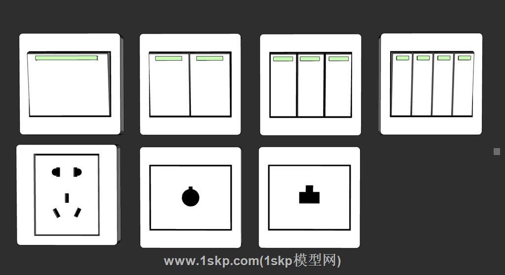 插座开关网线口SU模型 1