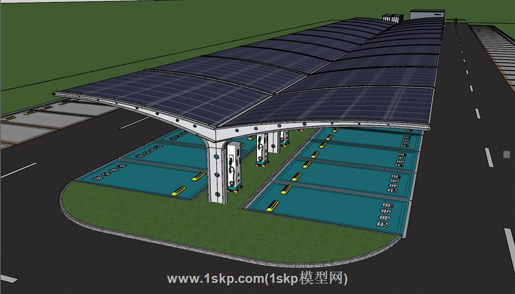 新能源光伏充电站SU模型 2