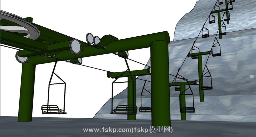 滑索索道车观光缆车SU模型 1