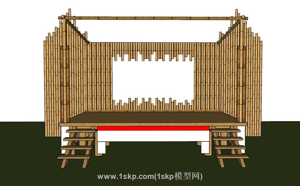 竹制舞台SU模型 2