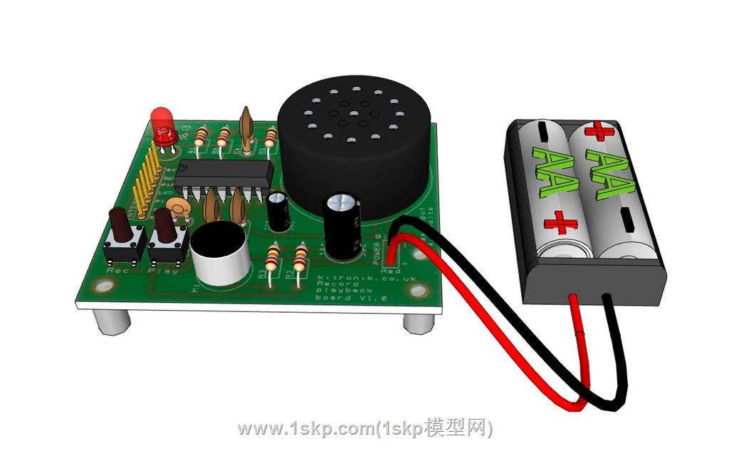 录音机电路板电池盒二极管电阻SU模型 1