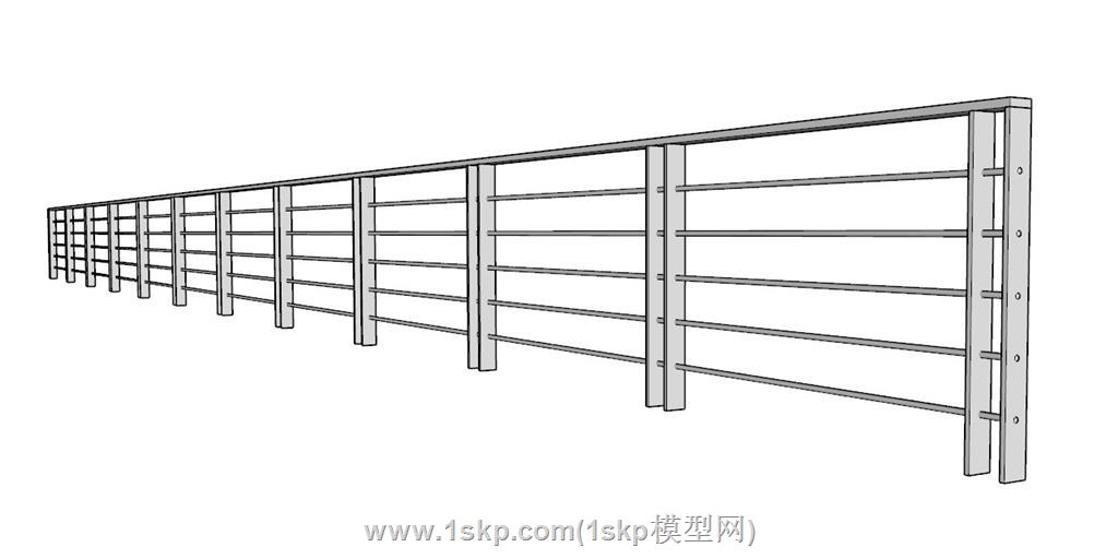 栏杆护栏SU模型 1