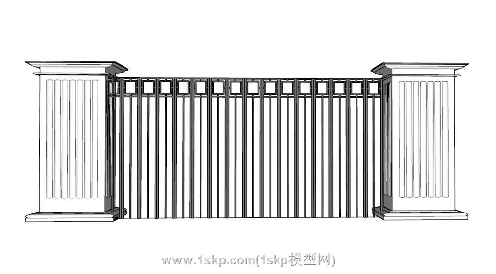 铁艺栏杆围栏SU模型 1