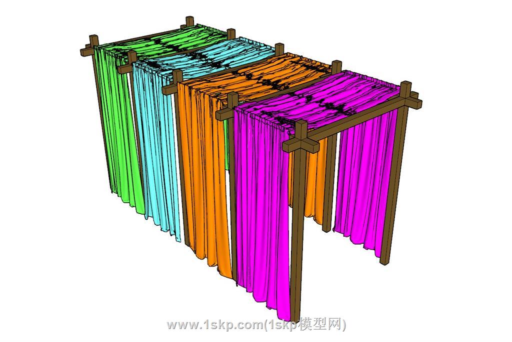 彩色布料幔帐SU模型 1