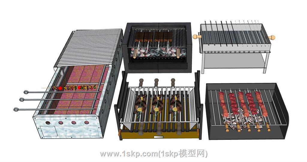 烧烤架烤串SU模型 1