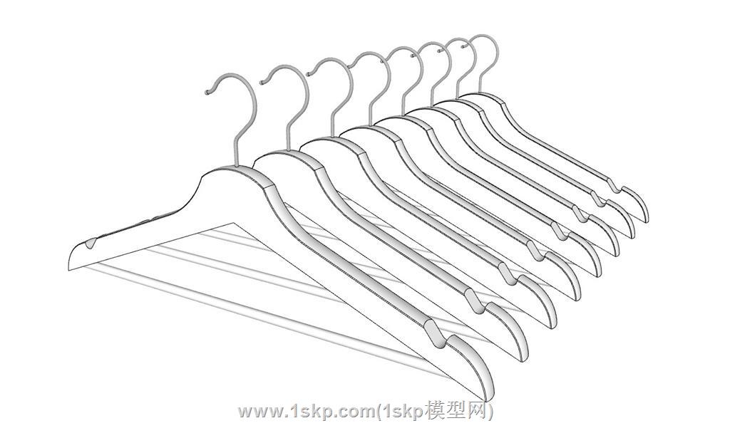 白色塑料衣架SU模型 1