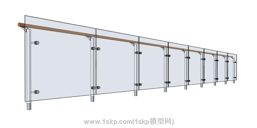 玻璃栏杆SU模型 2